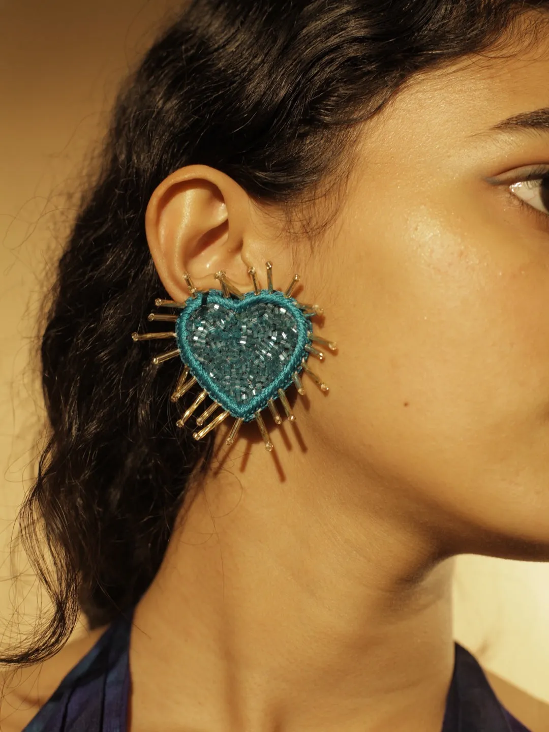 Colourful Beaded Heart Earrings