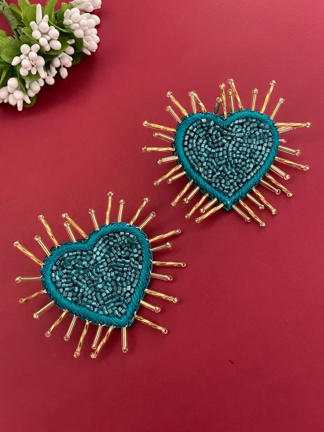 Colourful Beaded Heart Earrings