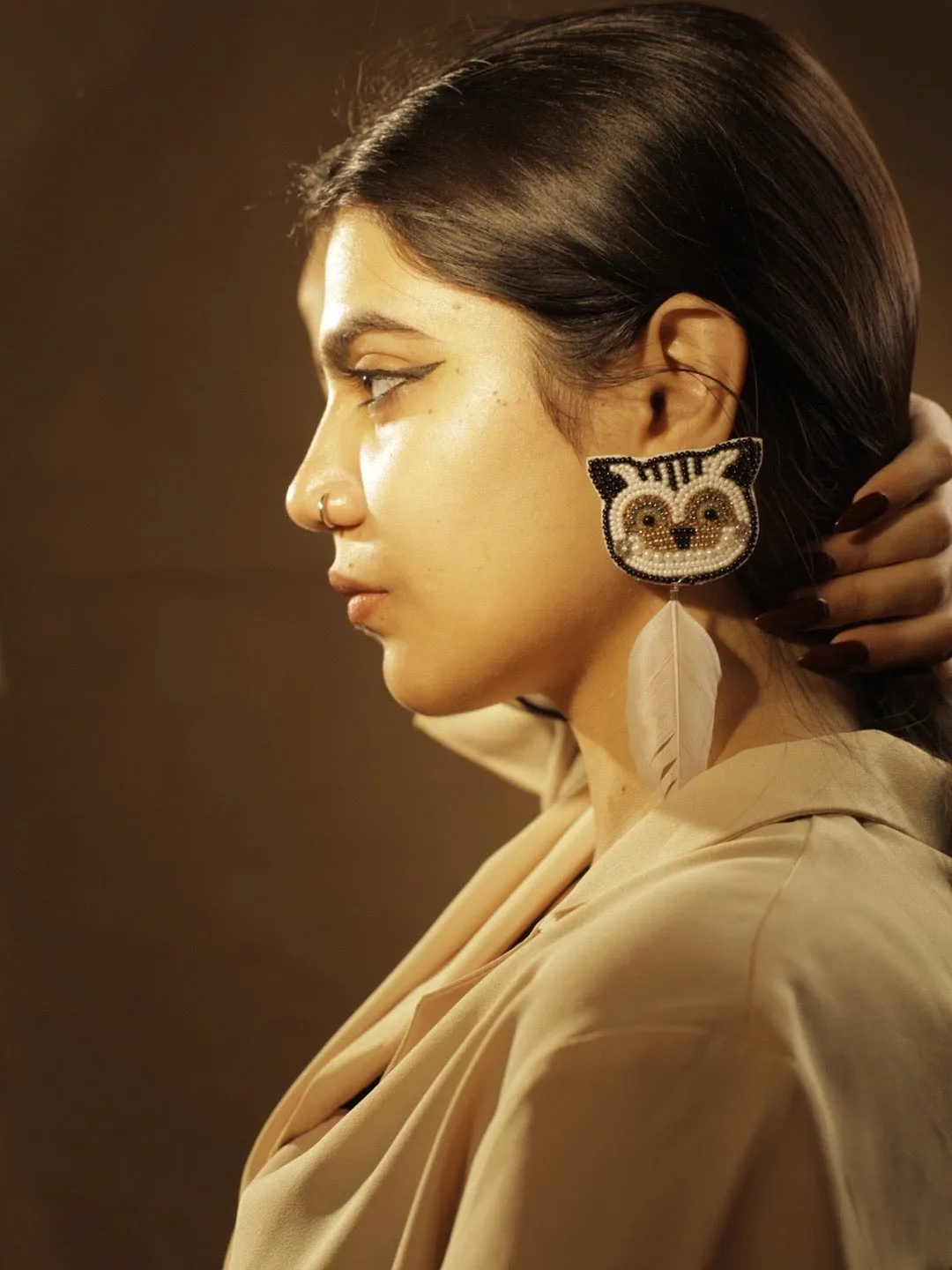 Colourful Beaded Owl Earrings
