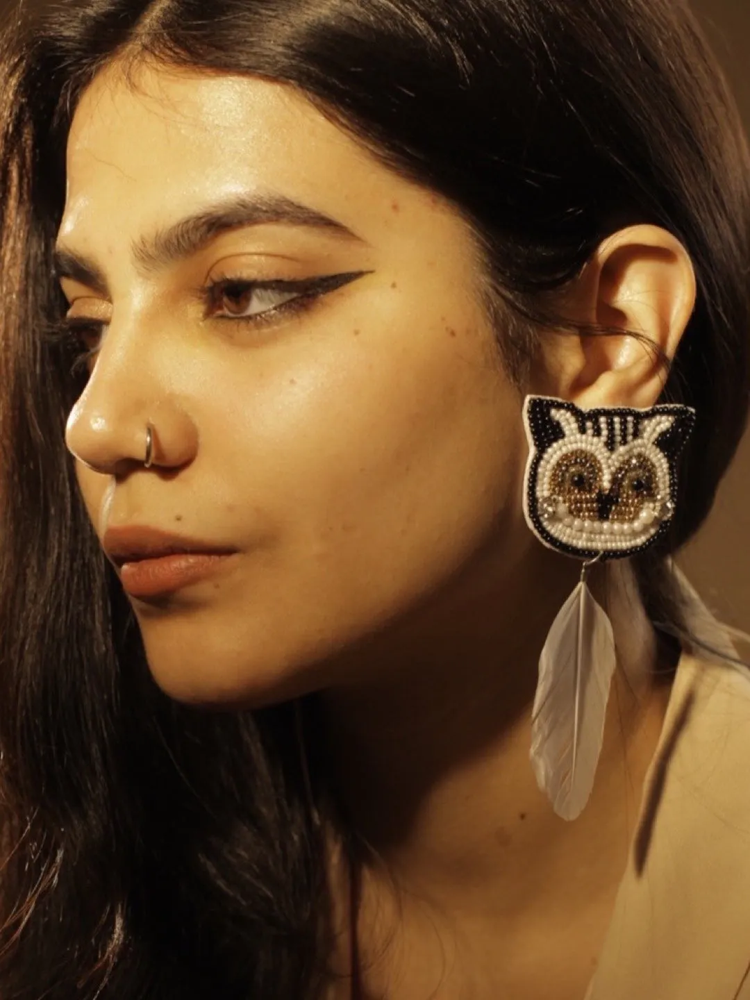 Colourful Beaded Owl Earrings