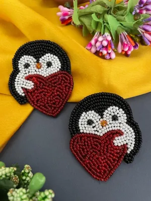 Colourful Beaded Penguin Heart Earrings