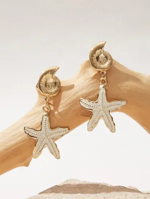 Conch Decor Starfish Drop Earrings
