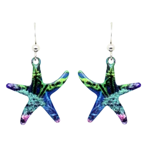 Coral Reef Starfish Earrings, sterling silver French hooks, Item# 2022