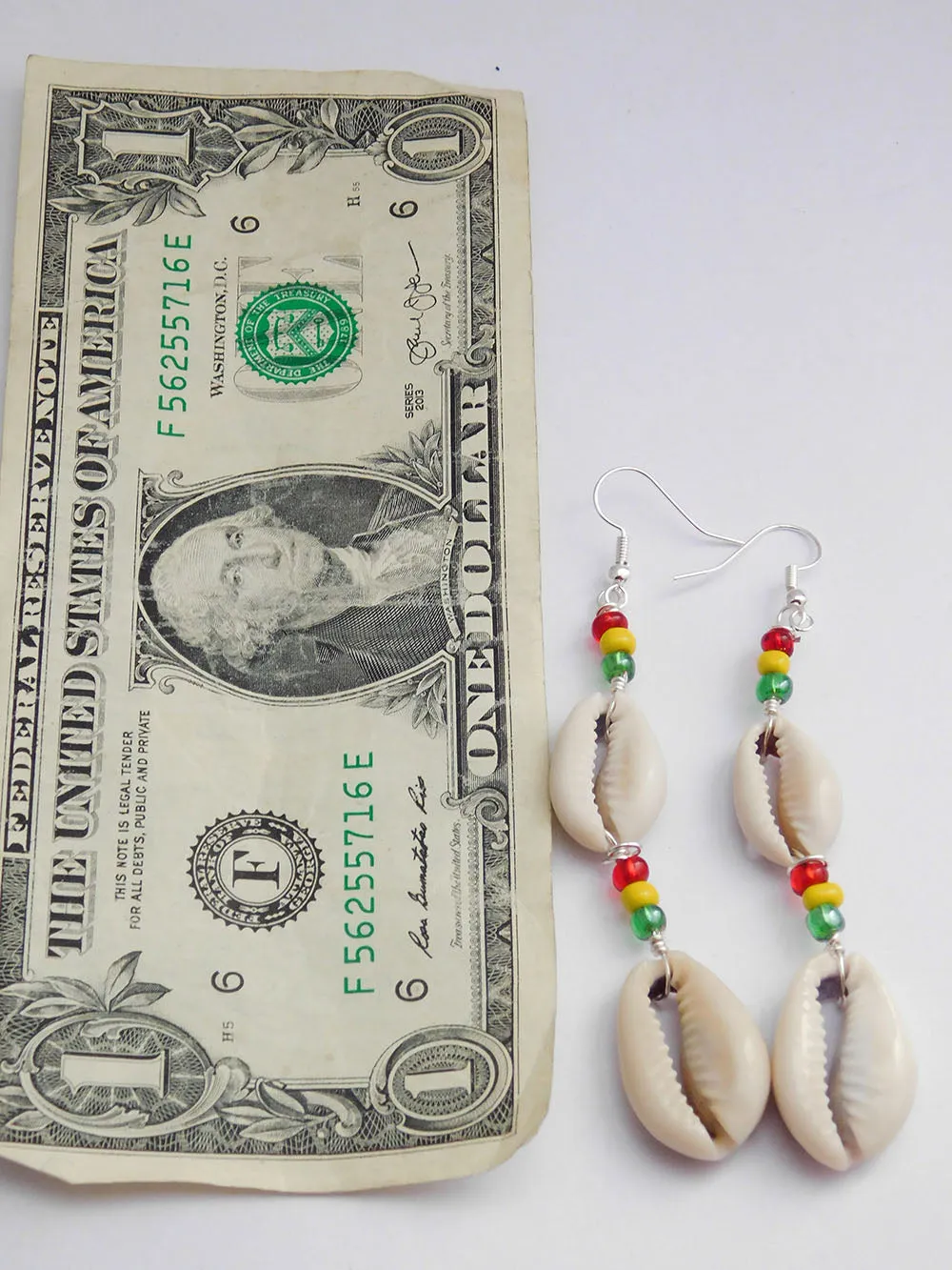 Cowrie Shell Earrings Rasta Beaded African Ethnic Jewelry