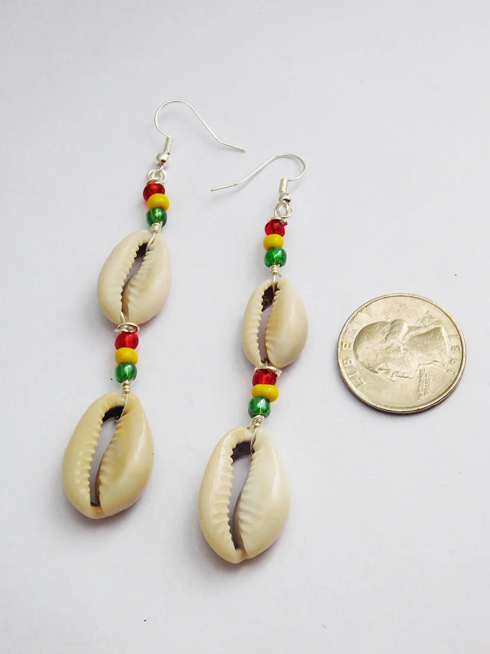 Cowrie Shell Earrings Rasta Beaded African Ethnic Jewelry