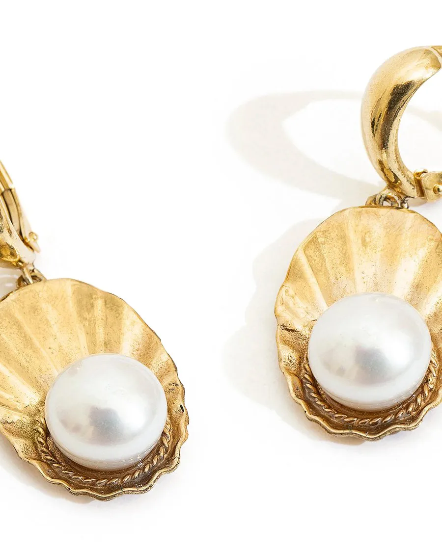 Crown Shell Earrings with Pearls