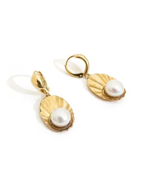 Crown Shell Earrings with Pearls