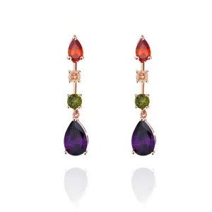 Crystal & 18K Rose Gold-Plated Pear & Round Drop Earrings