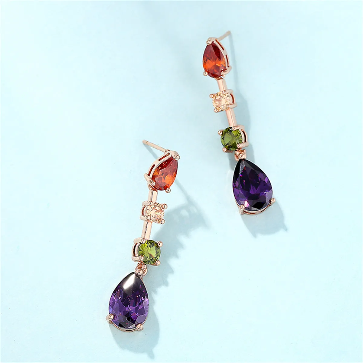 Crystal & 18K Rose Gold-Plated Pear & Round Drop Earrings