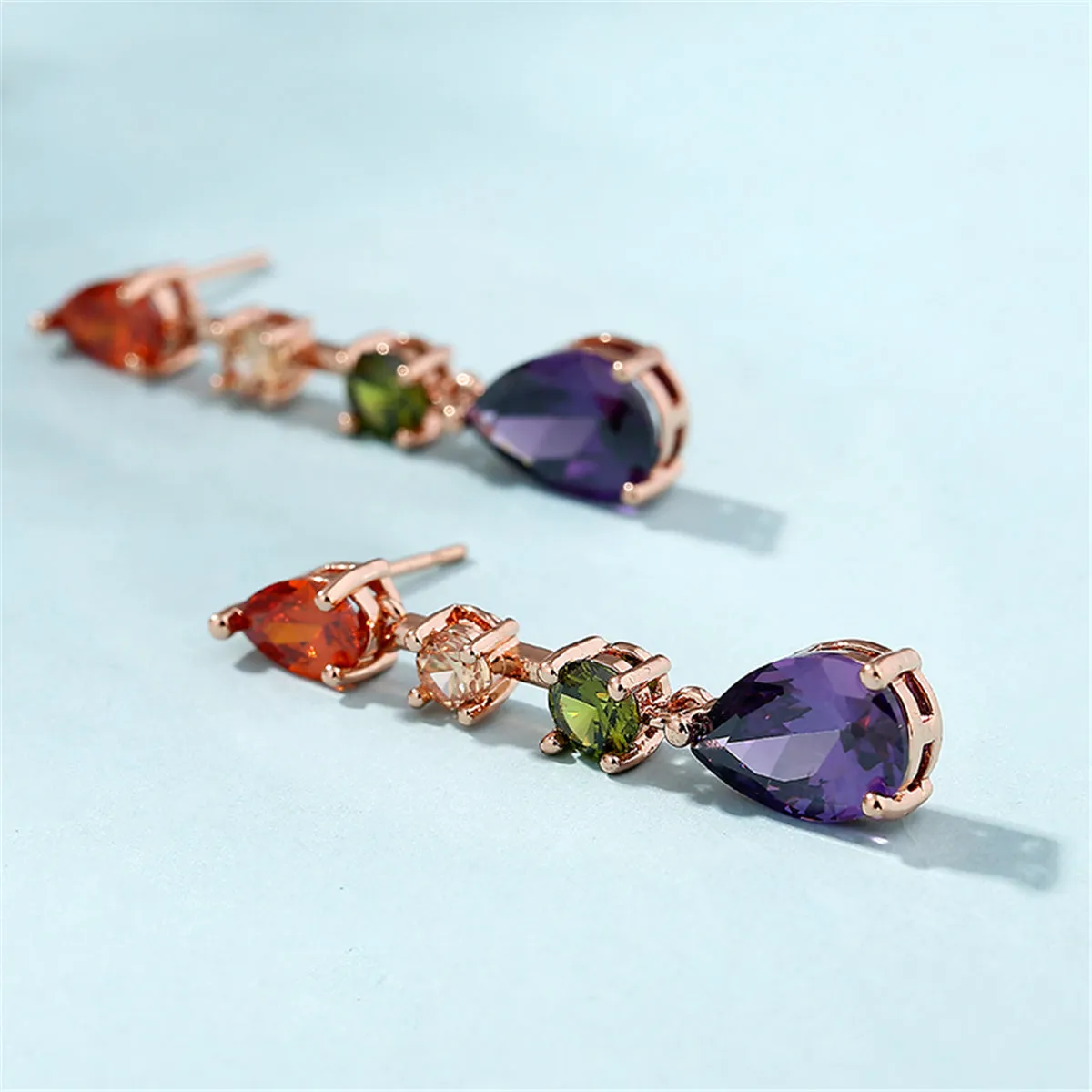 Crystal & 18K Rose Gold-Plated Pear & Round Drop Earrings