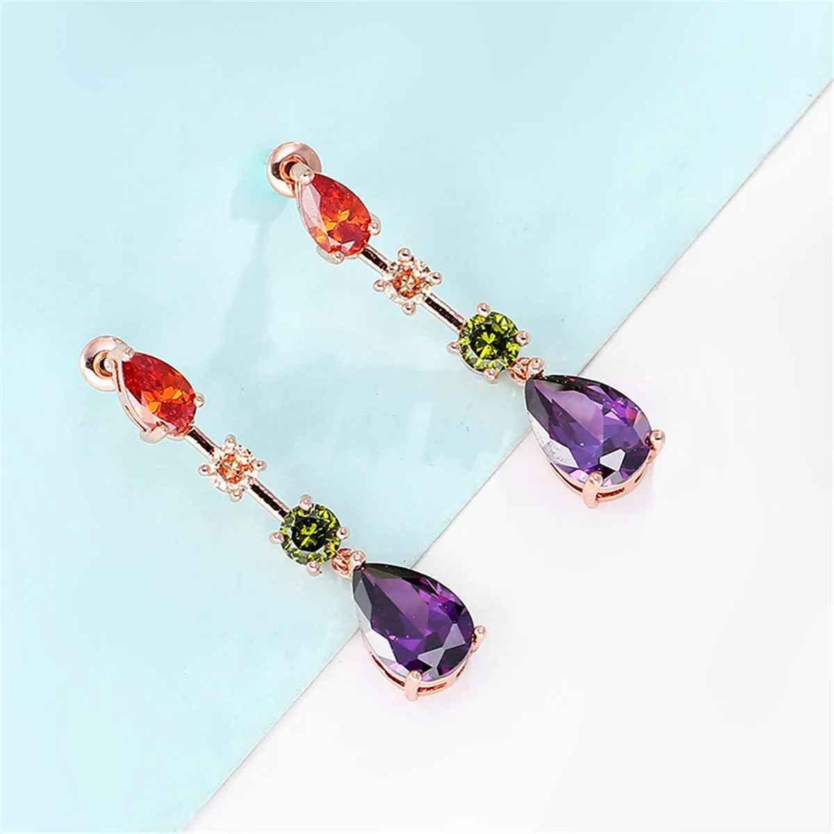 Crystal & 18K Rose Gold-Plated Pear & Round Drop Earrings