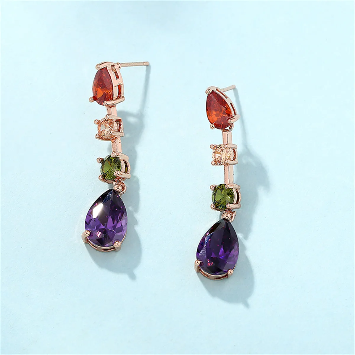 Crystal & 18K Rose Gold-Plated Pear & Round Drop Earrings