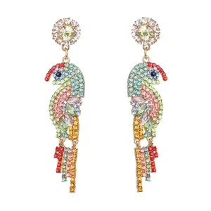 Crystal & Cubic Zirconia Parrot Drop Earrings