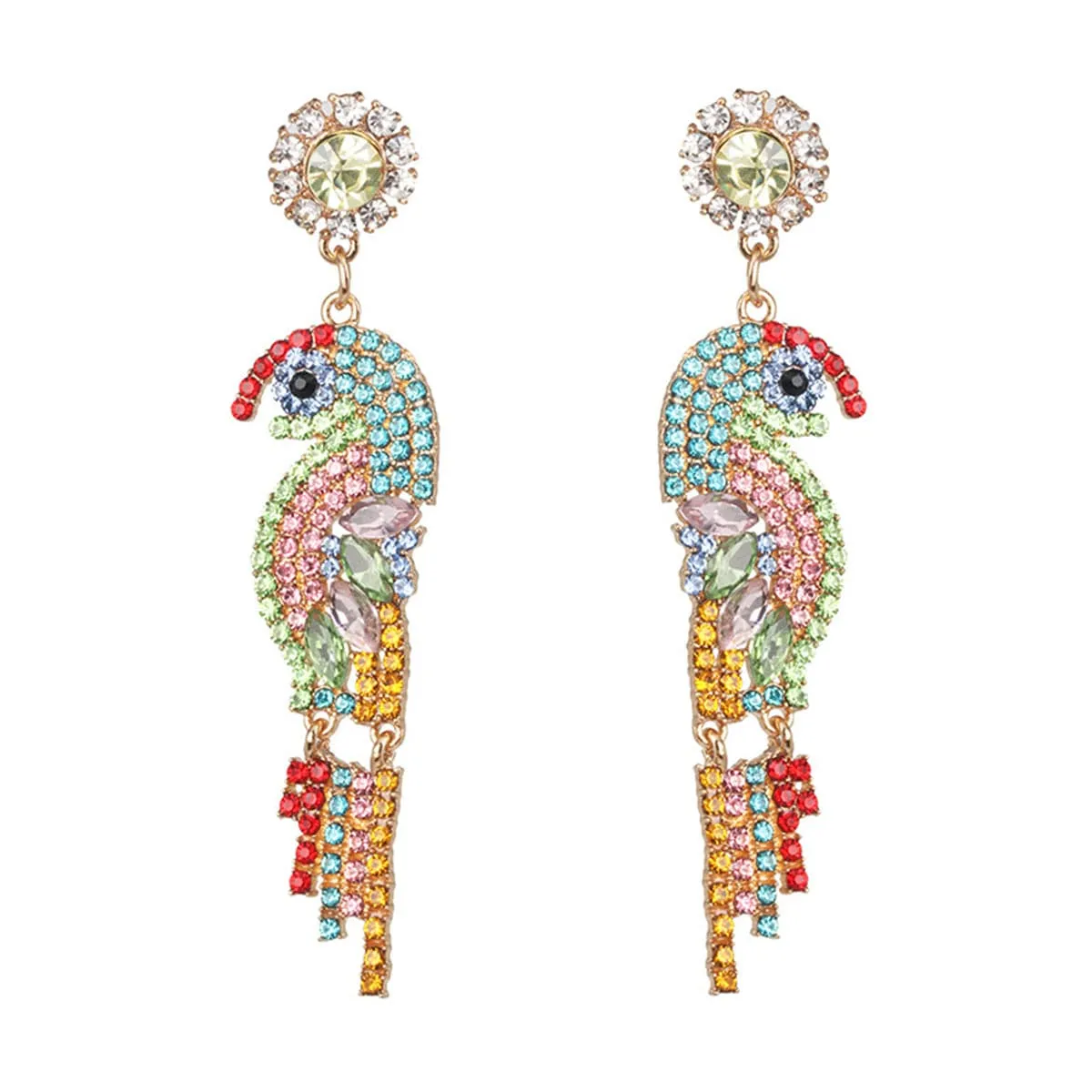 Crystal & Cubic Zirconia Parrot Drop Earrings