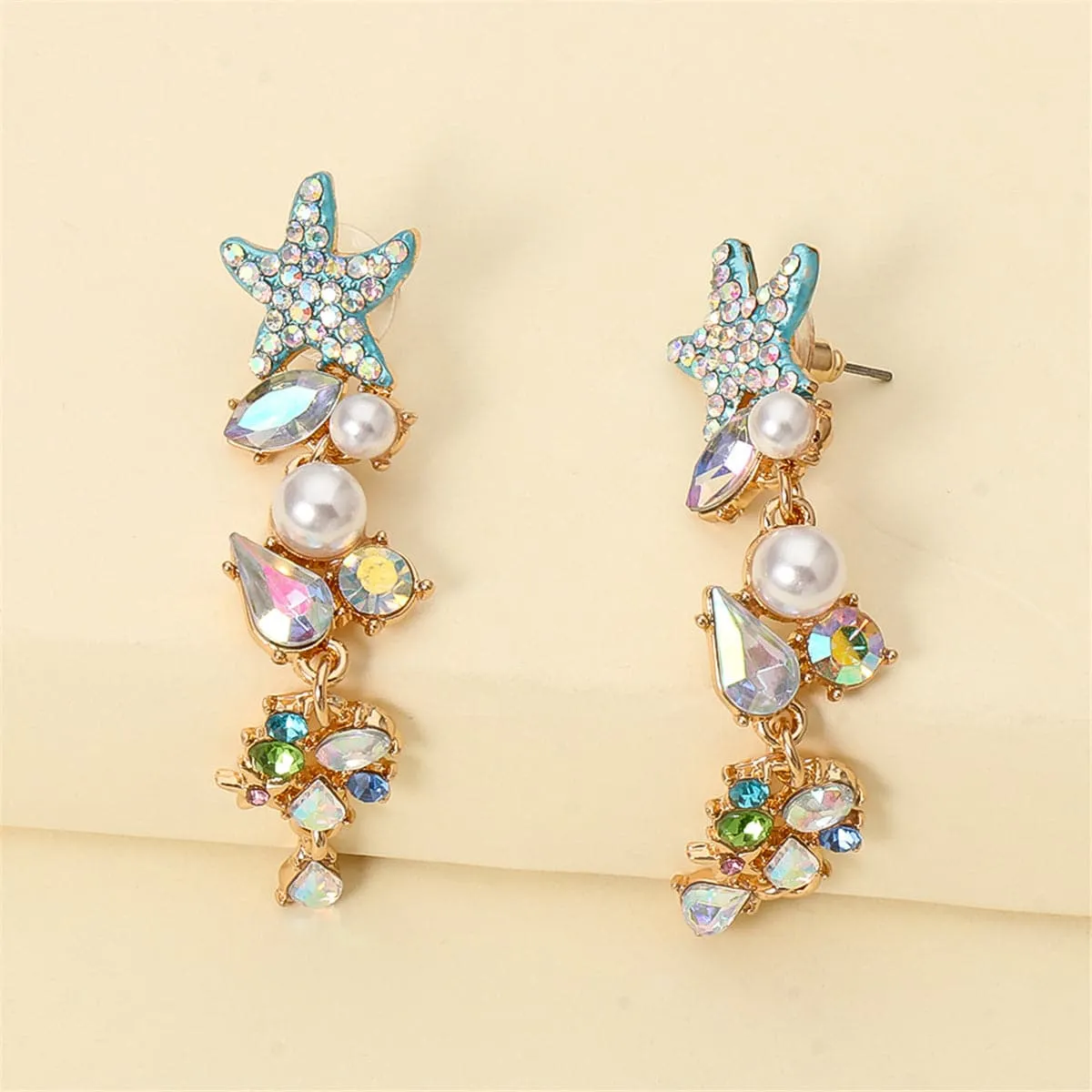 Crystal & Cubic Zirconia Starfish Drop Earrings