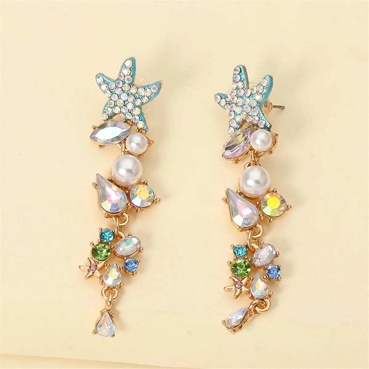 Crystal & Cubic Zirconia Starfish Drop Earrings