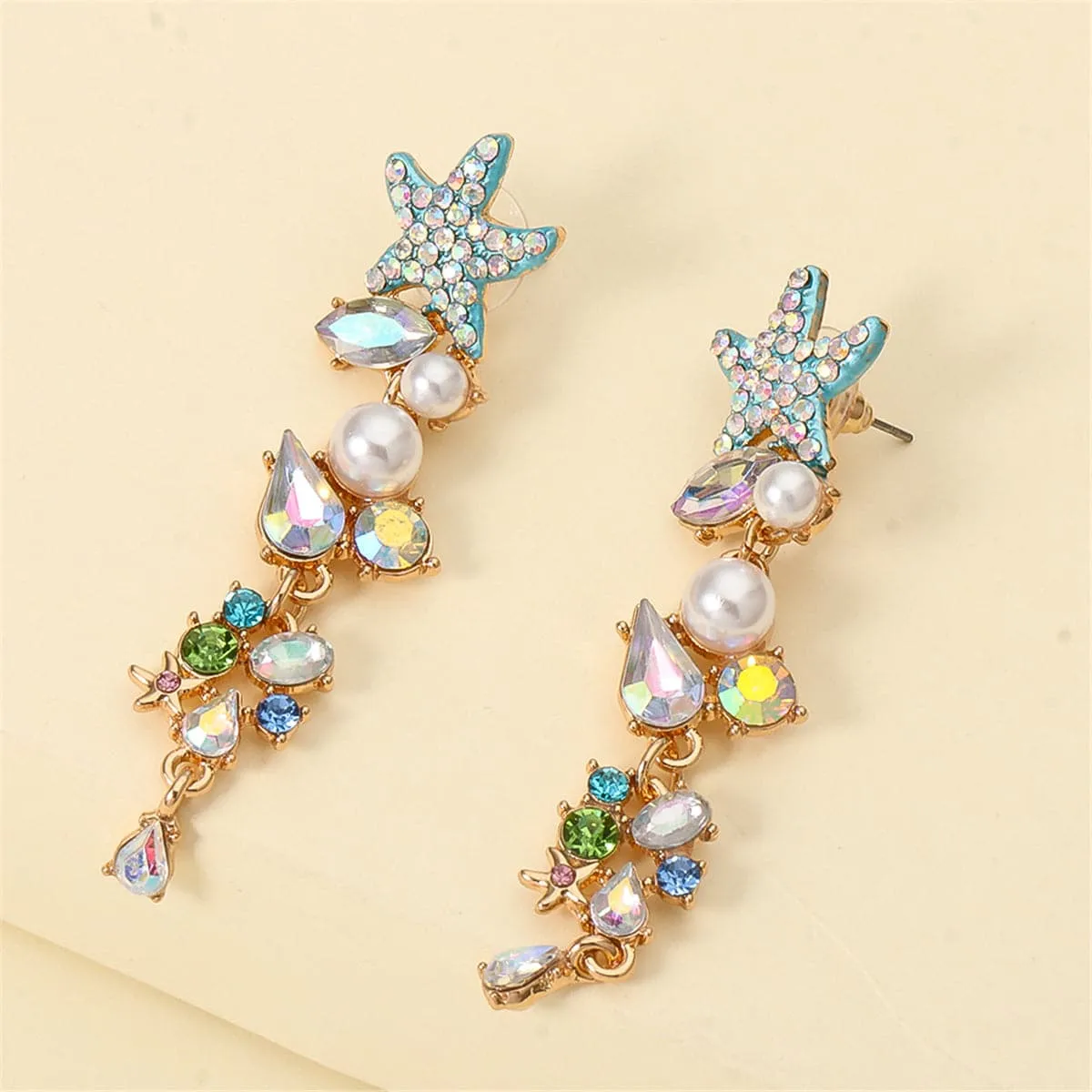 Crystal & Cubic Zirconia Starfish Drop Earrings