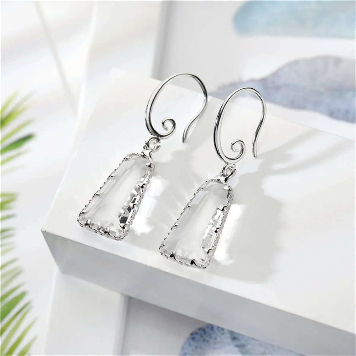 Crystal & Silver-Plated Ladder Drop Earrings