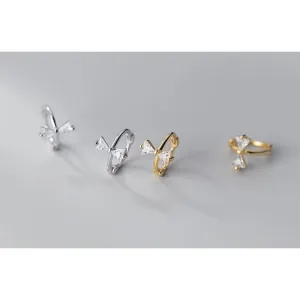 Crystal Bow Huggie Hoop Earrings-SH032