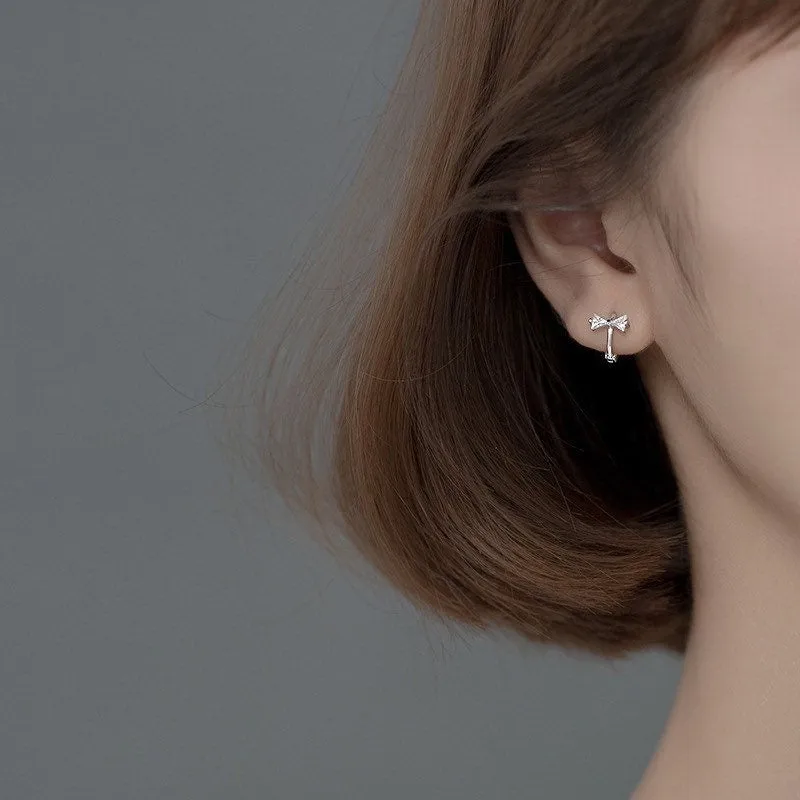 Crystal Bow Huggie Hoop Earrings-SH032