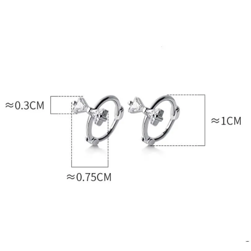 Crystal Bow Huggie Hoop Earrings-SH032