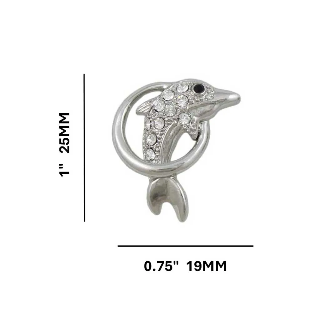Crystal Dolphin Jumping Through Hoop Pierced Earring - REC148