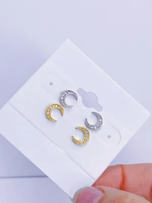 Crystal Moon Stud Earrings