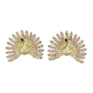 Crystal Peacock with Fanned Tail Pierced Earring - REC580