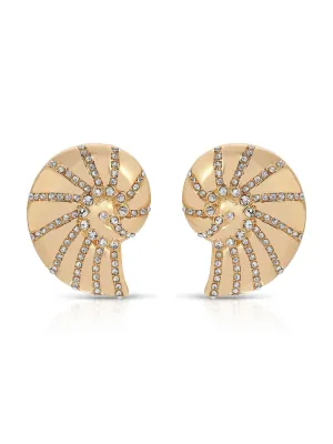 Crystal Studded Nautilus Shell Earrings
