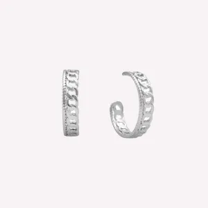 CUBAN CHAIN HOOP EARRINGS IN SILVER