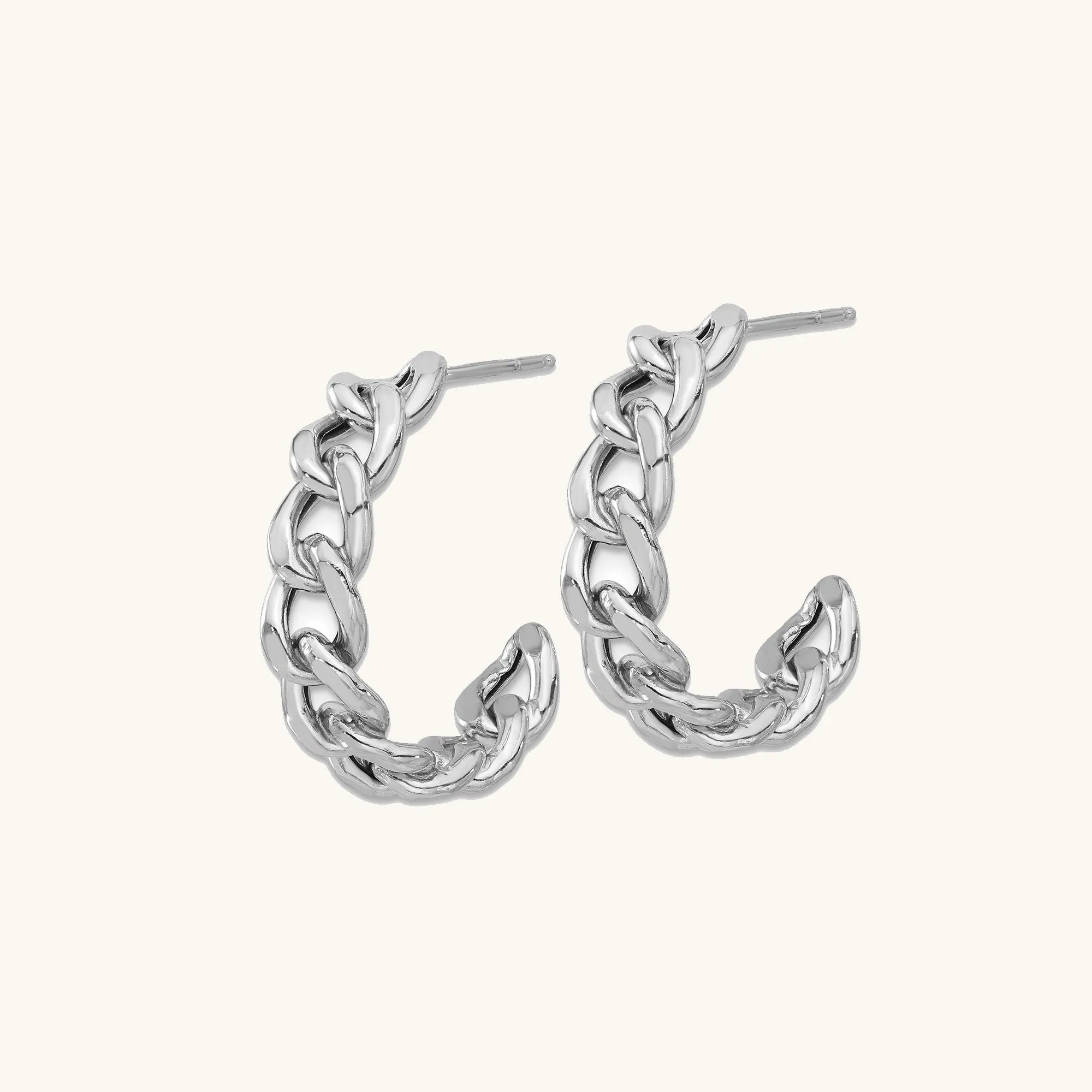 Cuban Link 25mm Curb Hoop Earrings