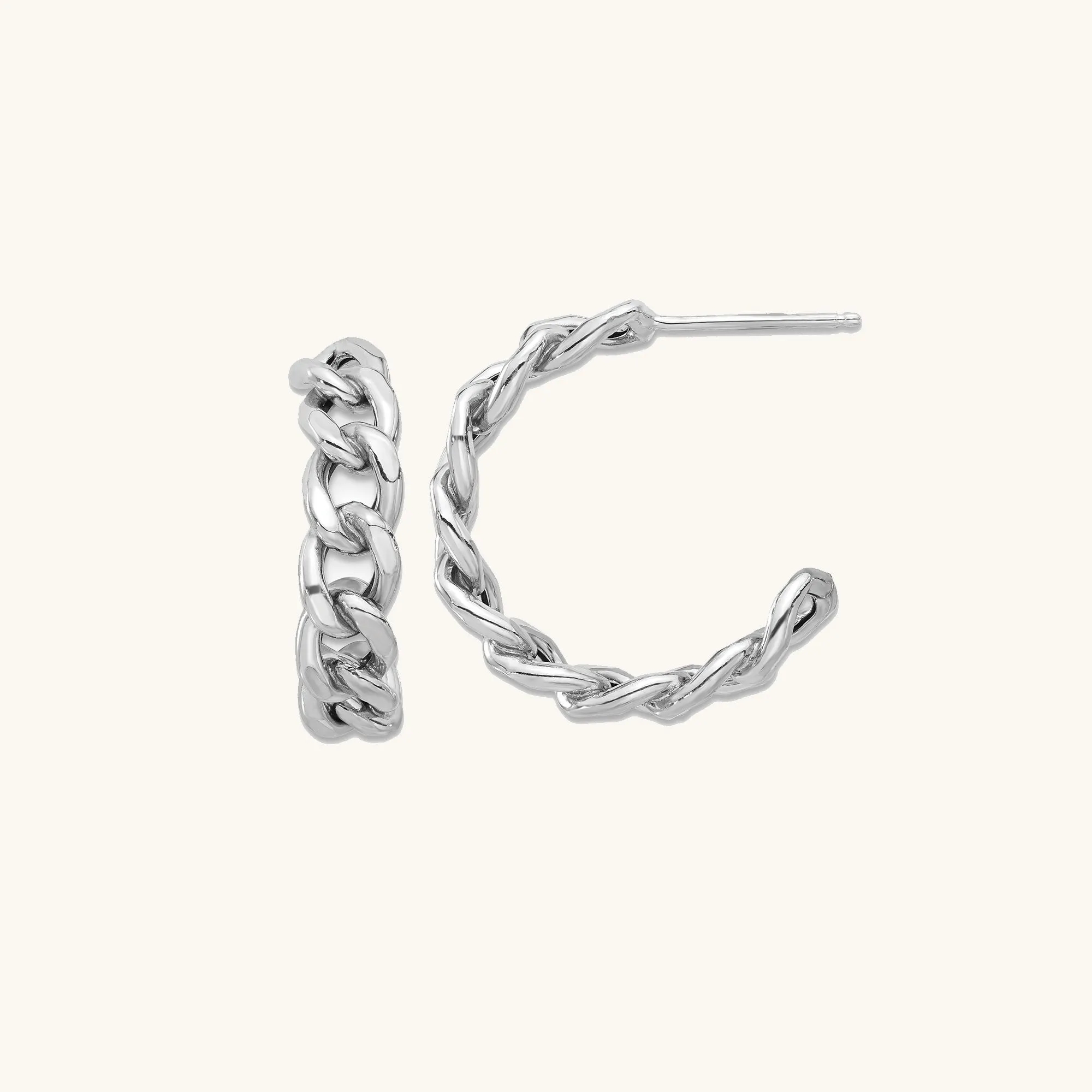 Cuban Link 25mm Curb Hoop Earrings