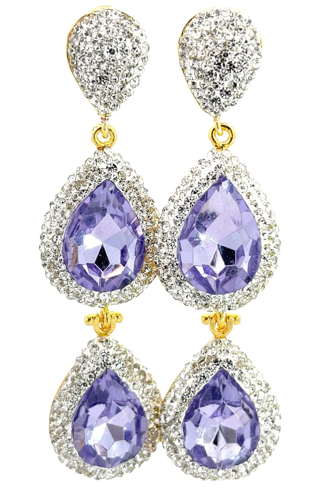 Cubic & Crystal 2 Tier Statement Earring
