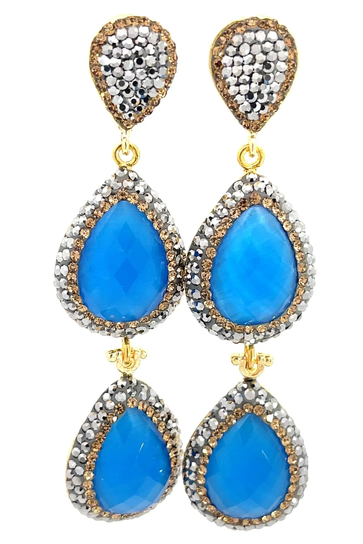 Cubic & Crystal 2 Tier Statement Earring