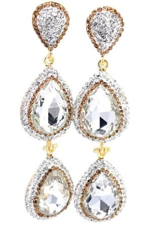 Cubic & Crystal 2 Tier Statement Earring