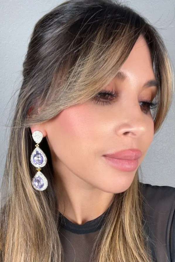 Cubic & Crystal 2 Tier Statement Earring