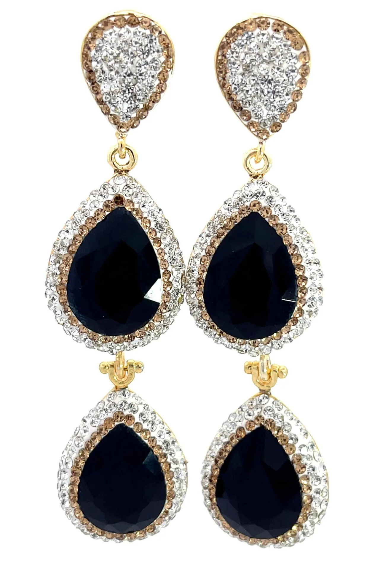 Cubic & Crystal 2 Tier Statement Earring