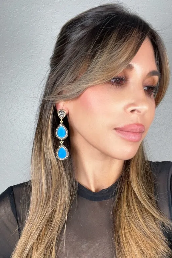 Cubic & Crystal 2 Tier Statement Earring
