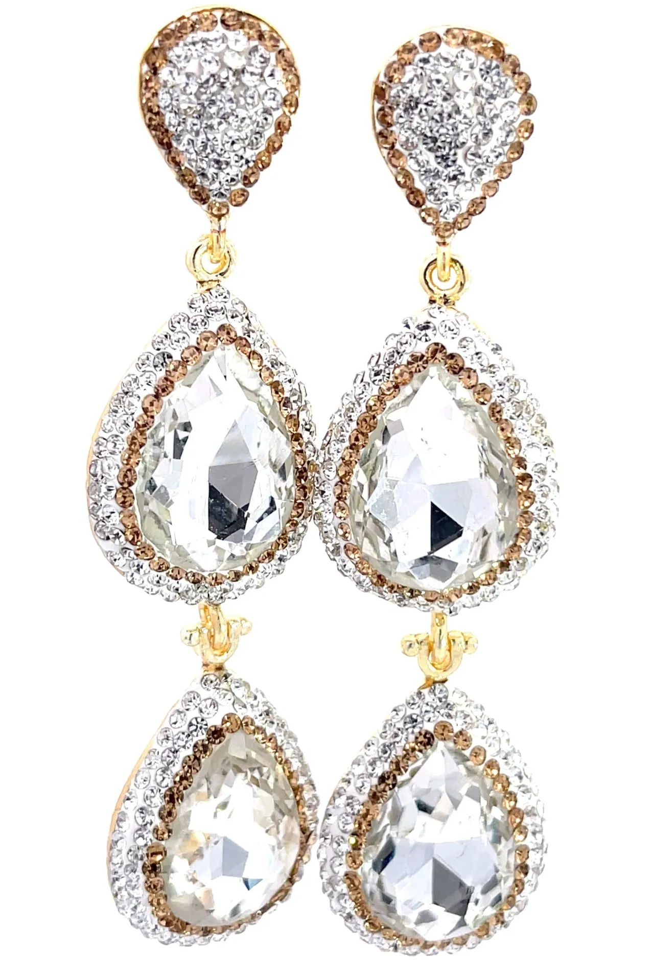 Cubic & Crystal 2 Tier Statement Earring