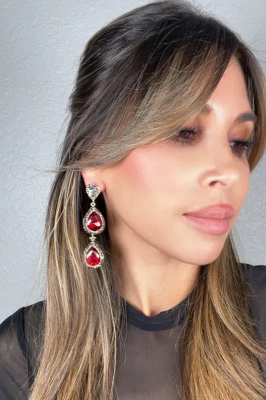 Cubic & Crystal 2 Tier Statement Earring