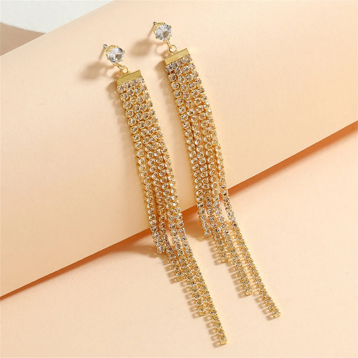 Cubic Zirconia & 18K Gold-Plated Tassel Drop Earrings
