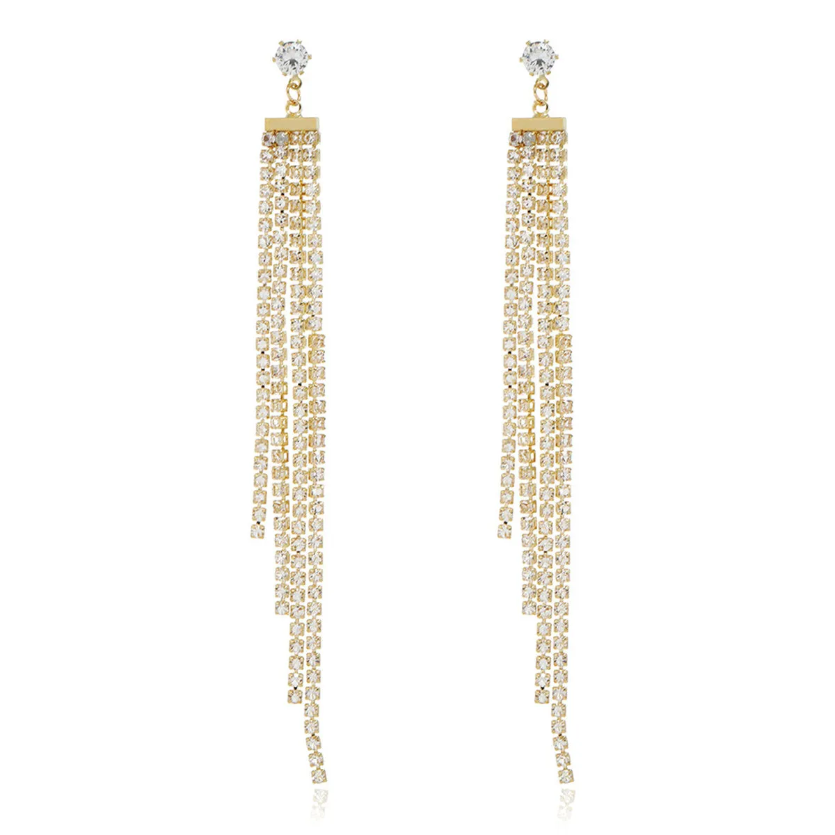 Cubic Zirconia & 18K Gold-Plated Tassel Drop Earrings