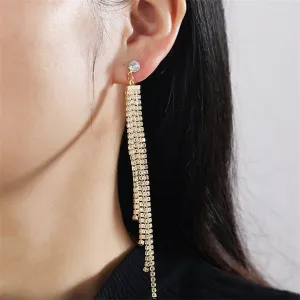 Cubic Zirconia & 18K Gold-Plated Tassel Drop Earrings