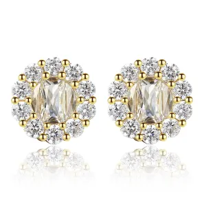 Cubic Zirconia & Crystal Flower Stud Earrings