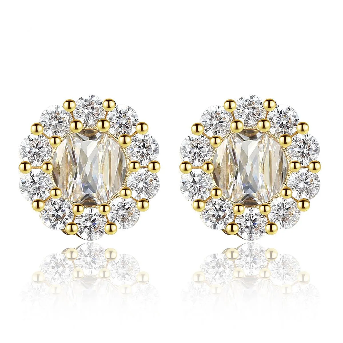 Cubic Zirconia & Crystal Flower Stud Earrings