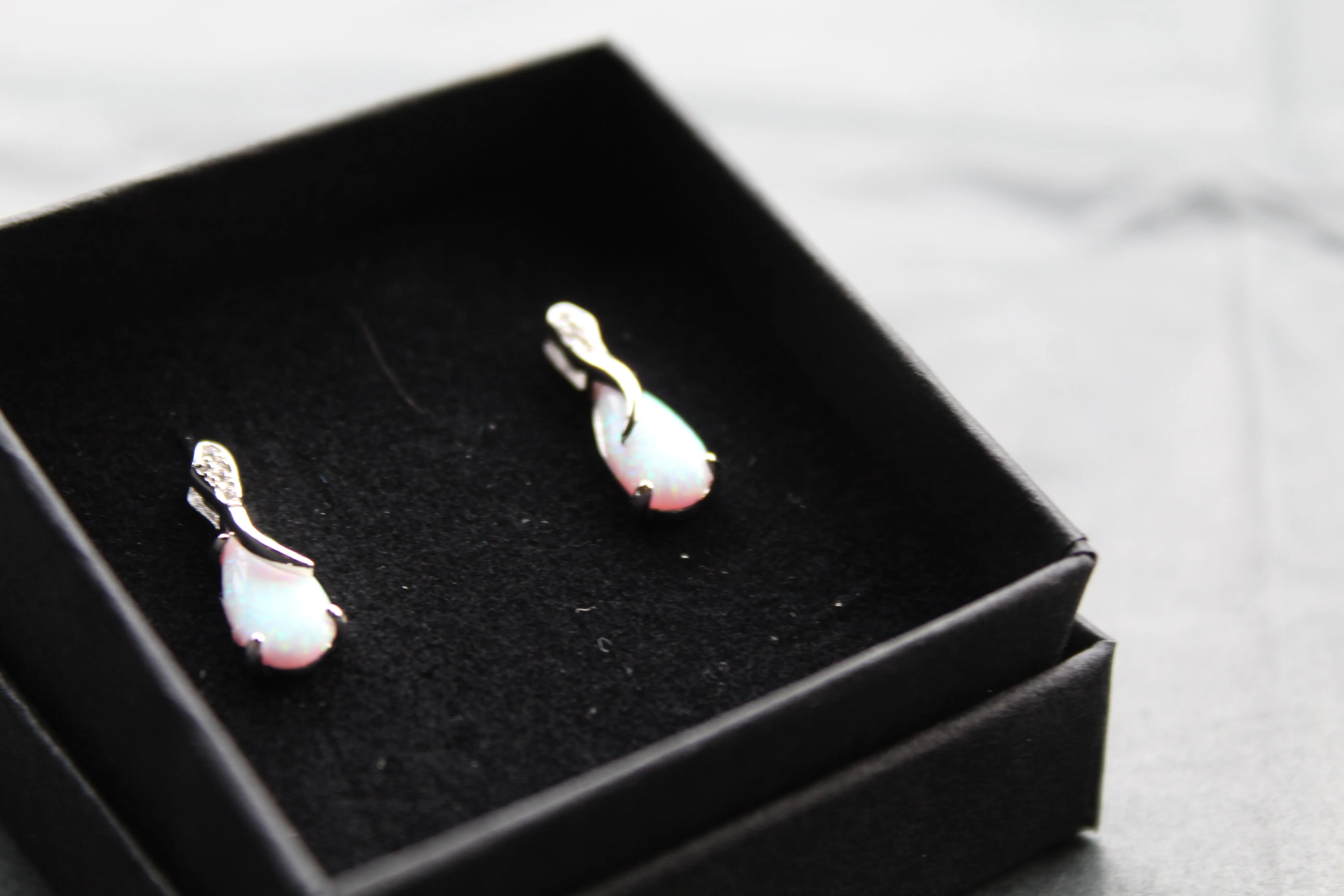 Cubic Zirconia & Opalite Earrings