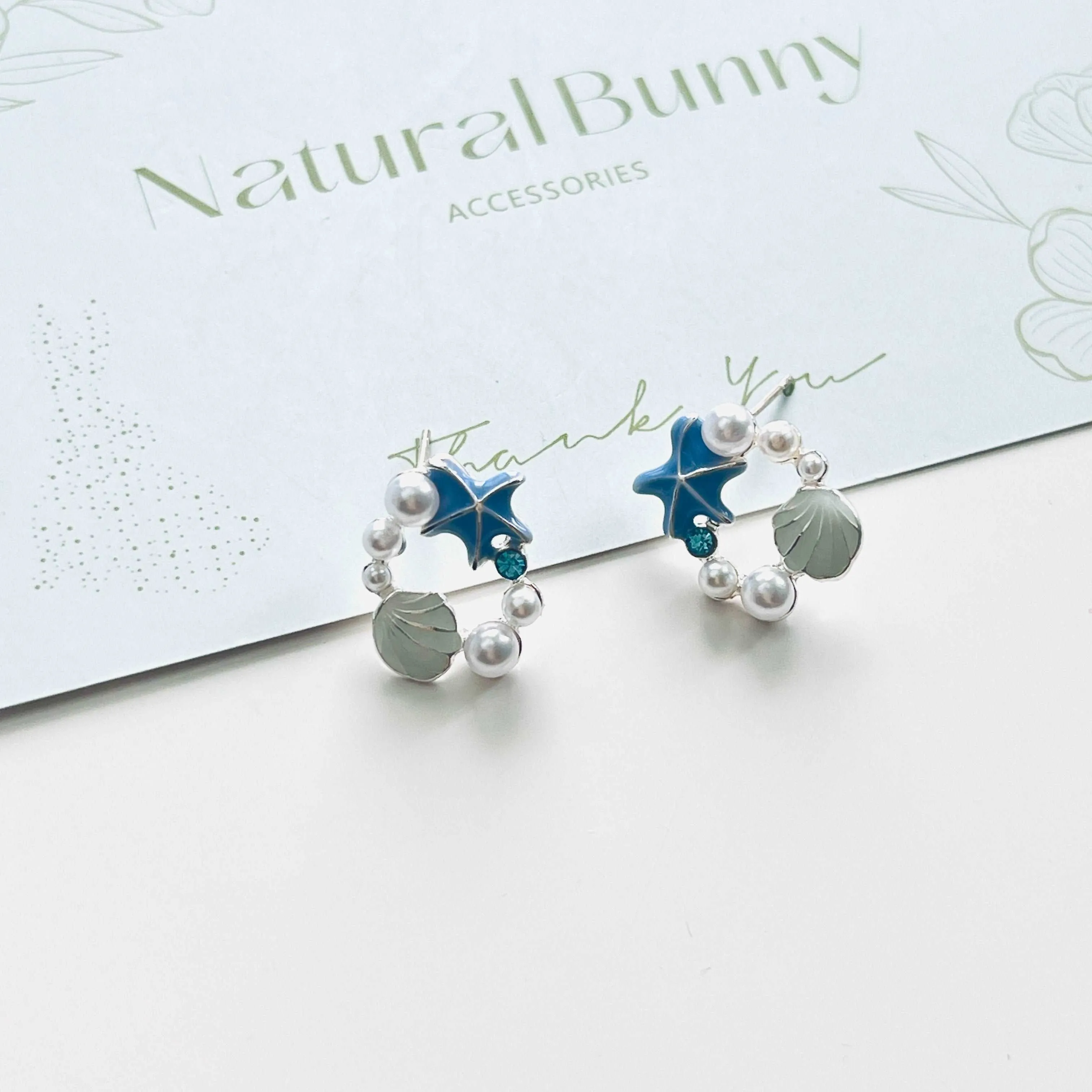Cute Starfish and Shell Stud Earrings