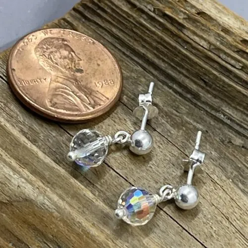 Dainty Crystal Disco Ball Post Earrings
