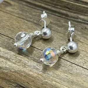 Dainty Crystal Disco Ball Post Earrings