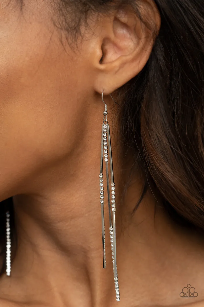 Dainty Dynamism White Paparazzi Earrings